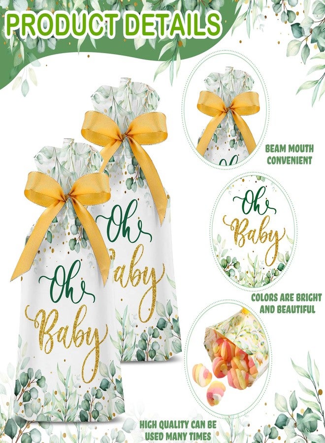 Bulyoou 50 Pcs Baby Shower Party Favors Bags Baby Plastic Drawstring Gift Candy Goodies Treat Bags for Guest Greenery Woodland Theme Baby Boy Girl Birthday Gender Reveal Decor Supplies(Drawstring) - Image 3
